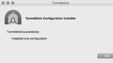 Screenshot of success note: import of configuration