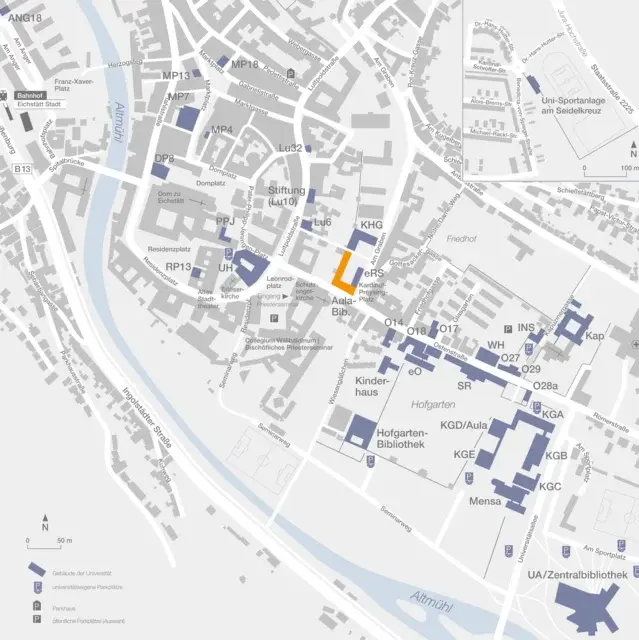 Universitätsbibliothek: Lageplan der Teilbibliothek 2 "Aula"