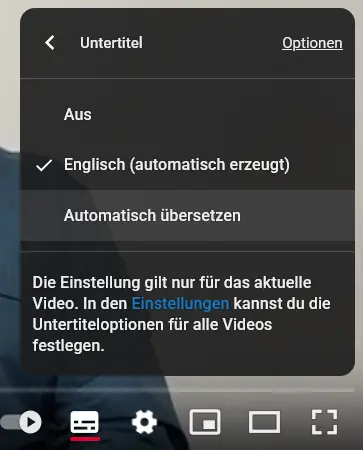 YouTube Einstellungen