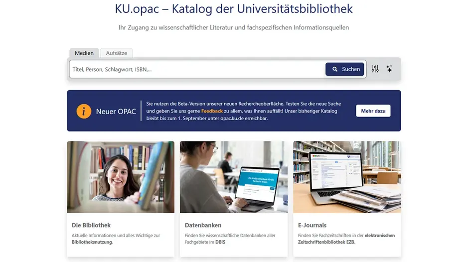 Screenshot des neuen OPACs